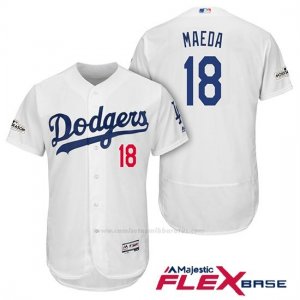 Camiseta Beisbol Hombre Los Angeles Dodgers 2017 Postemporada Kenta Maeda Blanco Flex Base