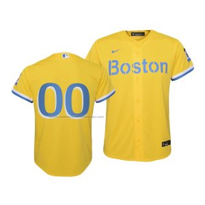 Camiseta Beisbol Nino Boston Red Sox Personalizada 2021 City Connect Replica Oro