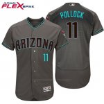 Camiseta Beisbol Hombre Arizona Diamondbacks 11 A.j. Pollock Gris Turquoise 2017 Flex Base
