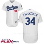 Camiseta Beisbol Hombre Los Angeles Dodgers Fernando Valenzuela Autentico Coleccion Flex Base Blanco