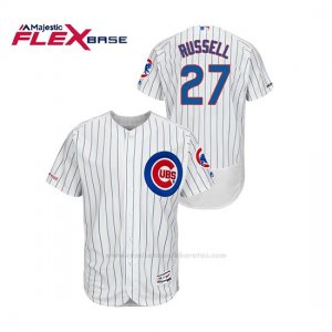 Camiseta Beisbol Hombre Chicago Cubs Addison Russell 150th Aniversario Patch Autentico Flex Base Blanco Azul