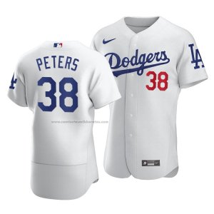 Camiseta Beisbol Hombre Los Angeles Dodgers Dj Peters Autentico Primera Blanco