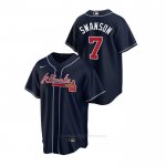 Camiseta Beisbol Hombre Atlanta Braves Dansby Swanson 2020 Replica Alterno Azul