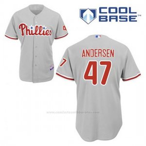 Camiseta Beisbol Hombre Philadelphia Phillies Larry Andersen 47 Gris Cool Base