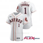 Camiseta Beisbol Hombre Houston Astros Carlos Correa Autentico Nike Blanco