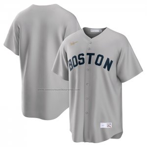 Camiseta Beisbol Hombre Boston Red Sox Road Cooperstown Collection Gris