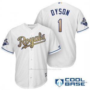 Camiseta Beisbol Hombre Kansas City Royals Campeones 1 Jarrod Dyson Coolbase Oros