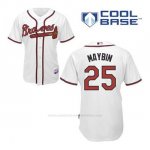 Camiseta Beisbol Hombre Atlanta Braves 25 Cameron Maybin Blanco 1ª Cool Base