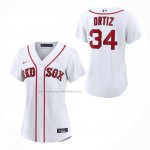 Camiseta Beisbol Mujer Boston Red Sox David Ortiz Primera Replica Blanco Camiseta Beisbol Mujer Boston Red Sox David Ortiz Primera Replica Blanco