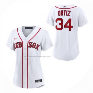 Camiseta Beisbol Mujer Boston Red Sox David Ortiz Primera Replica Blanco