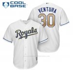 Camiseta Beisbol Hombre Kansas City Royals 30 Yordano Ventura Blanco 2017 Cool Base