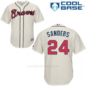 Camiseta Beisbol Hombre Atlanta Braves 24 Deion Sanders Crema Cool Base