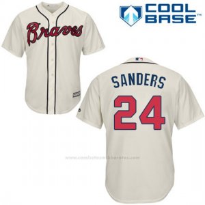 Camiseta Beisbol Hombre Atlanta Braves 24 Deion Sanders Crema Cool Base