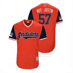 Camiseta Beisbol Hombre Cleveland Indians Shane Bieber 2018 Llws Players Weekend Not Justin Rojo