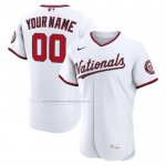 Camiseta Beisbol Hombre Washington Nationals Primera Autentico Personalizada Blanco