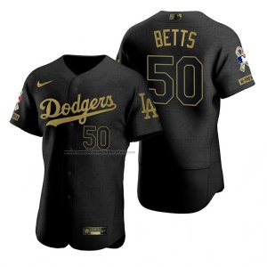 Camiseta Beisbol Hombre Los Angeles Dodgers Mookie Betts Negro 2021 Salute To Service