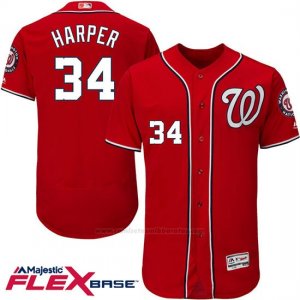 Camiseta Beisbol Hombre Washington Nationals Bryce Harper 34 Rojo Flex Base Autentico Coleccion Jugador