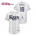 Camiseta Beisbol Hombre Tampa Bay Rays Joey Wendle 150th Aniversario Patch Flex Base Blanco