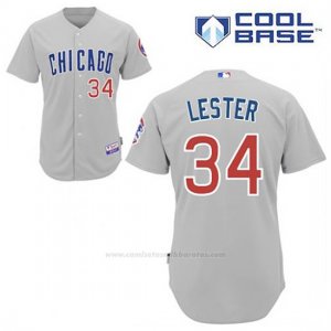 Camiseta Beisbol Hombre Chicago Cubs 34 Jon Lester Gris Cool Base