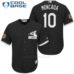 Camiseta Beisbol Hombre Chicago White Sox Yoan Moncada Negro 2017 Entrenamiento de Primavera Cool Base