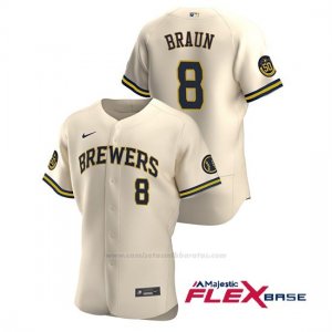 Camiseta Beisbol Hombre Milwaukee Brewers Ryan Braun Autentico 2020 Alternato Crema