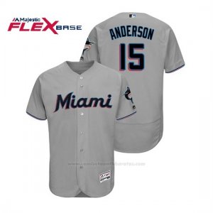Camiseta Beisbol Hombre Miami Marlins Brian Anderson Flex Base Autentico Collection Road 2019 Gris
