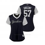 Camiseta Beisbol Mujer New York Yankees Chad Green 2018 Llws Players Weekend Greeny Azul