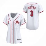Camiseta Beisbol Mujer Cincinnati Reds Kebryan Hayes Primera Limited Blanco