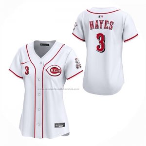 Camiseta Beisbol Mujer Cincinnati Reds Kebryan Hayes Primera Limited Blanco