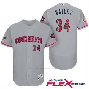 Camiseta Beisbol Hombre Cincinnati Reds 2017 Estrellas Y Rayas 34 1ª r Bailey Gris Flex Base
