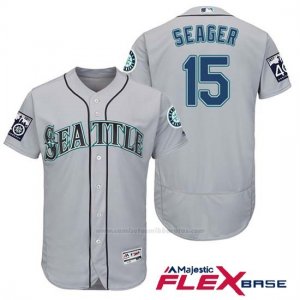 Camiseta Beisbol Hombre Seattle Mariners 15 Kyle Seager Gris 2017 Flex Base