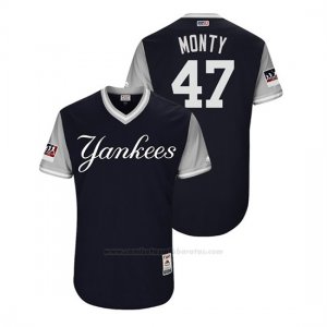 Camiseta Beisbol Hombre New York Yankees Jordan Montgomery 2018 Llws Players Weekend Monty Azul