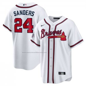 Camiseta Beisbol Hombre Atlanta Braves Deion Sanders Retired Primera Replica Blanco Camiseta Beisbol Hombre Atlanta Braves Deion Sanders Retired Primera Replica Blanco