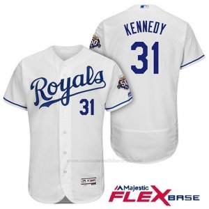 Camiseta Beisbol Hombre Kansas City Royals Ian Kennedy Blanco 50th Season Flex Base