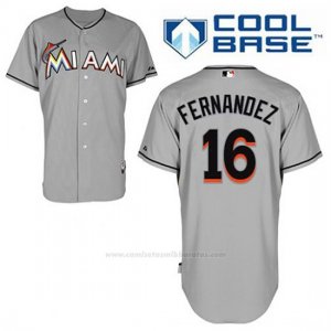 Camiseta Beisbol Hombre Miami Marlins Jose Fernandez 16 Gris Cool Base