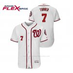 Camiseta Beisbol Hombre Washington Nationals Trea Turner 150th Aniversario Patch Flex Base Blanco