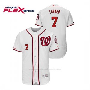 Camiseta Beisbol Hombre Washington Nationals Trea Turner 150th Aniversario Patch Flex Base Blanco