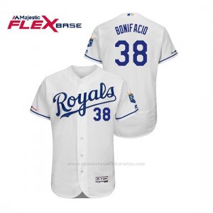 Camiseta Beisbol Hombre Kansas City Royals Jorge Bonifacio 150th Aniversario Patch Flex Base Blanco