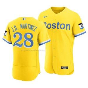 Camiseta Beisbol Hombre Boston Red Sox J.d. Martinez 2021 City Connect Autentico Oro