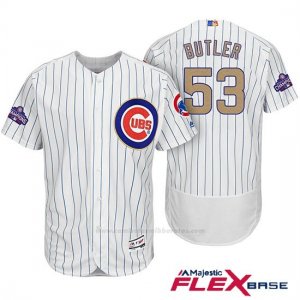 Camiseta Beisbol Hombre Chicago Cubs 53 Eddie Butler Blanco Oro Program Flex Base