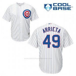 Camiseta Beisbol Hombre Chicago Cubs 49 Jake Arrieta Blanco 1ª Cool Base