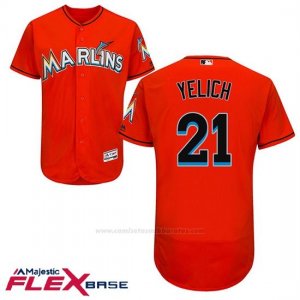 Camiseta Beisbol Hombre Miami Marlins Christian Yelich 21 Flex Base Firebrick