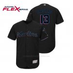 Camiseta Beisbol Hombre Miami Marlins Starlin Castro Flex Base Autentico Collection Alternato 2019 Negro