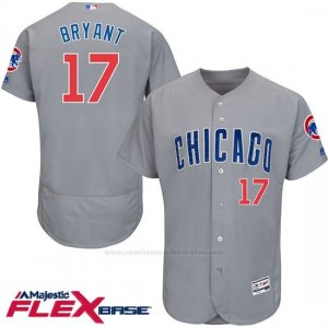 Camiseta Beisbol Hombre Chicago Cubs 17 Kris Bryant Gris Flex Base Autentico Coleccion Jugador