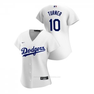 Camiseta Beisbol Mujer Los Angeles Dodgers Justin Turner 2020 Replica Primera Blanco