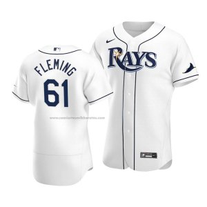 Camiseta Beisbol Hombre Tampa Bay Rays Josh Fleming Autentico Primera Blanco