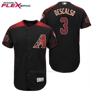 Camiseta Beisbol Hombre Arizona Diamondbacks 3 Daniel Descalso Negro Rojo Alterno 20 Aniversario Flex Base