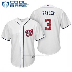 Camiseta Beisbol Hombre Washington Nationals 2017 Estrellas y Rayas Michael Taylor Blanco Cool Base