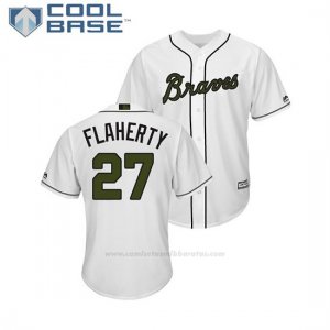 Camiseta Beisbol Hombre Atlanta Braves Ryan Flaherty 2018 Dia de los Caidos Cool Base Blanco