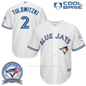 Camiseta Beisbol Hombre Toronto Blue Jays Troy Tulowitzki 2 Blanco Cool Base 40 Aniversario